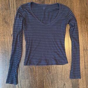 Brandy Melville Striped Black and Gray Top